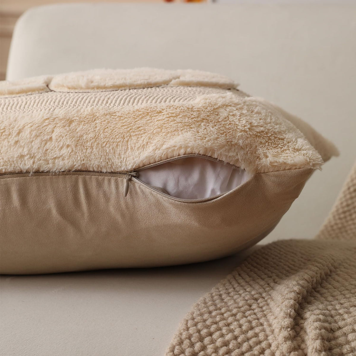 Beige Pumpkin Pillow Covers, 18×18, Set of 2 – view 4