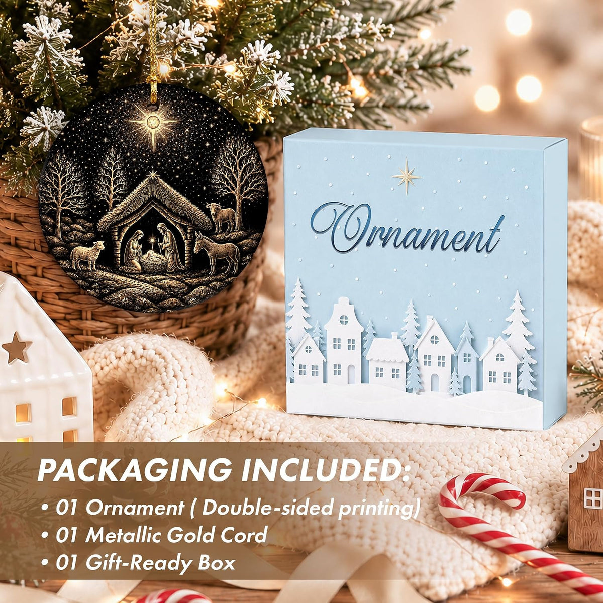 Nativity Scene Ceramic Ornament – view 6