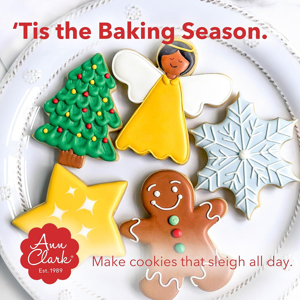 Ann Clark Christmas and Holiday Cookie Cutters Set of 5, Made in USA