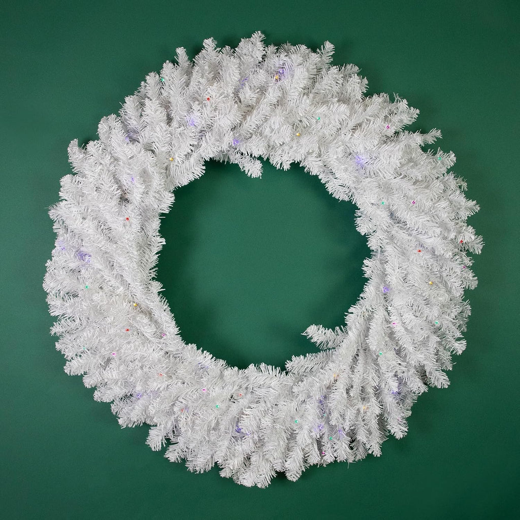 Pre-Lit White Pine Wreath, 36", Battery Operated, Multicolor LED – view 7