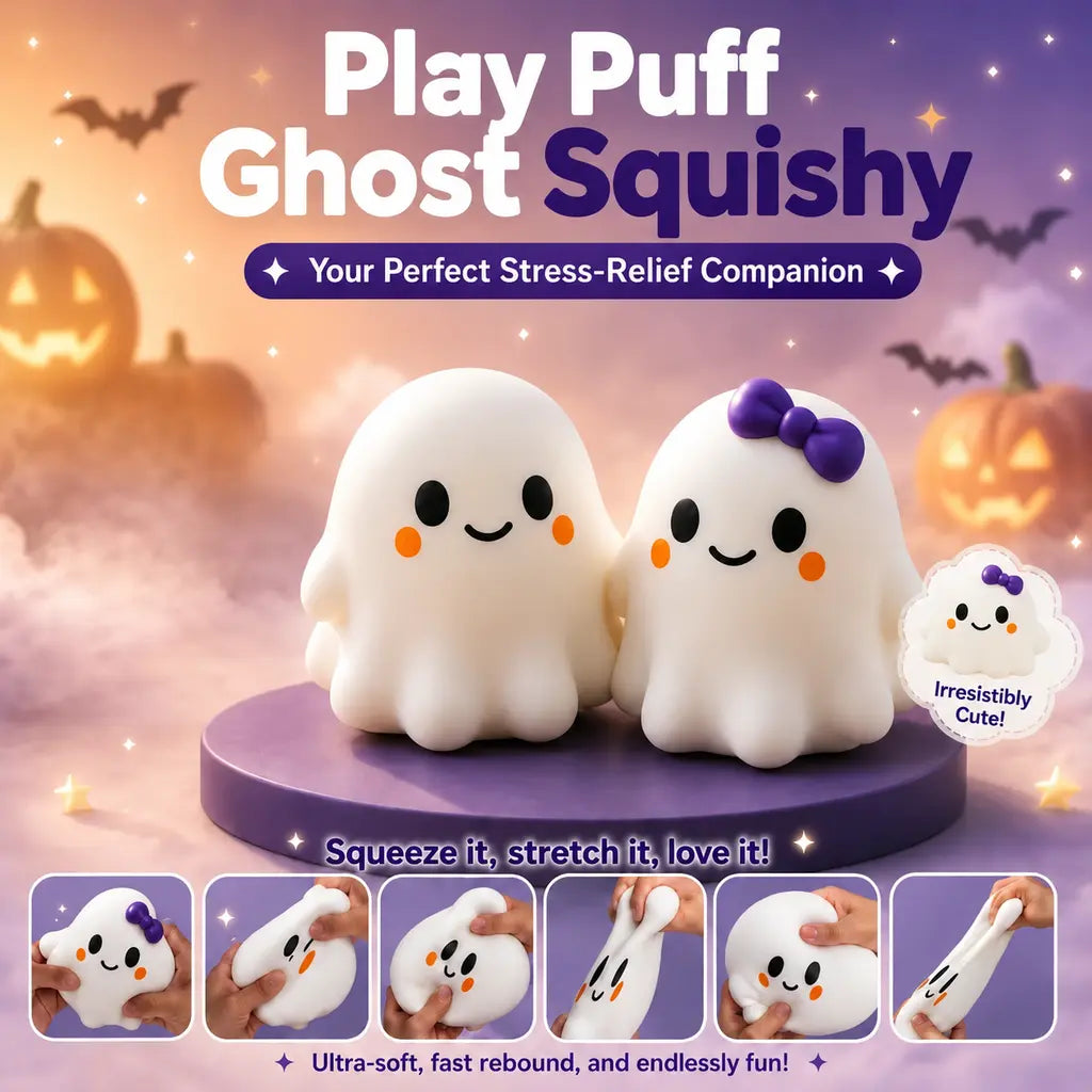 Ghost Squishy Stress-Relief Fidget Toy, Slow-Rising Sensory Squeeze Toy for Boys & Girls, Halloween Party Favor Gift