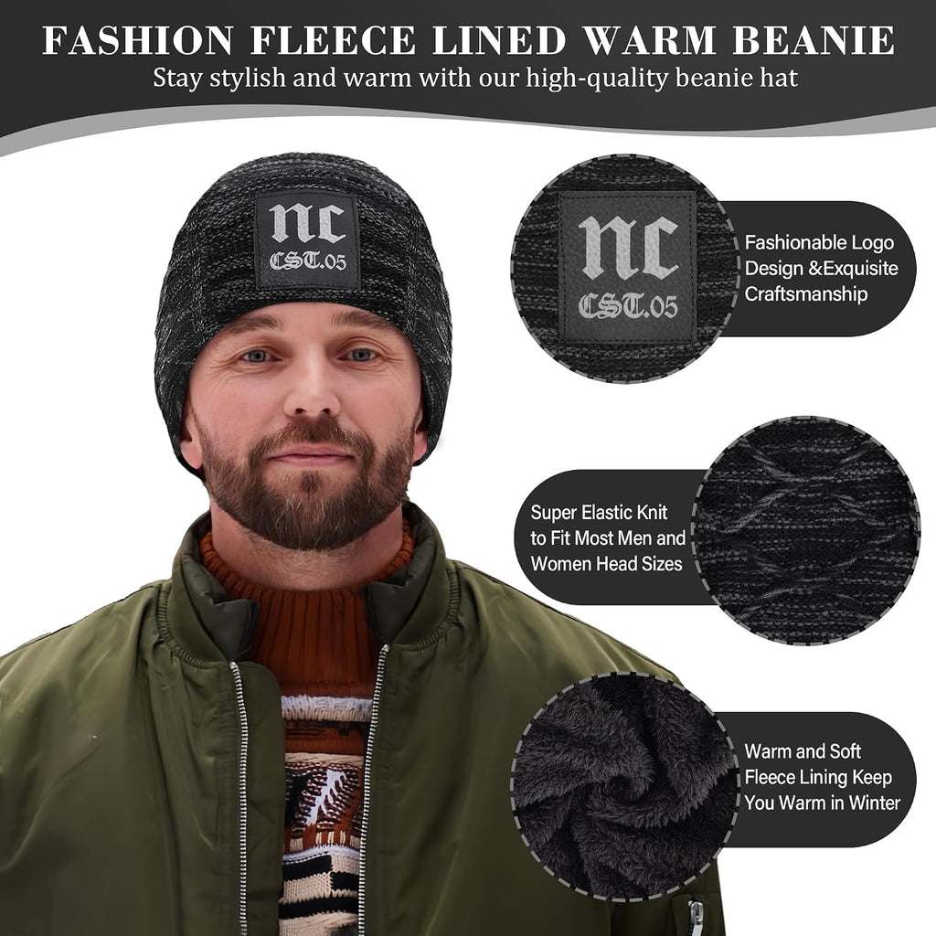 Mens Womens Winter Beanie Hats Warm Neck Warmer Scarf Set