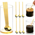 6 Pcs 6.7 Inches Coffee Spoons with Gold Base Holder Tea Spoons Long Handle Espresso Spoons Gold Coffee Stir Spoons Set Ice Tea Spoons Bulk Dessert Spoons Stainless Steel for Coffee Bar Tea Party
