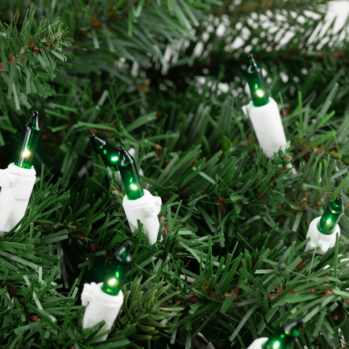Mini Incandescent Christmas Lights, Green, 50 Count, White Wire – view 3