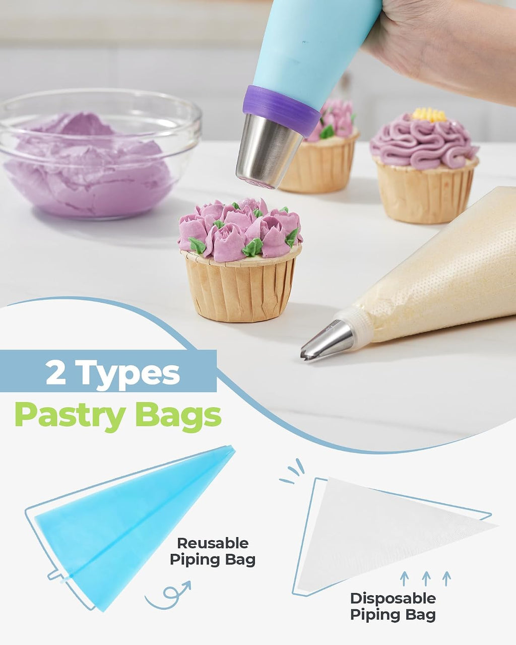 48 Russian Piping Tips Set Frosting Piping Kit for Beginners & Pros