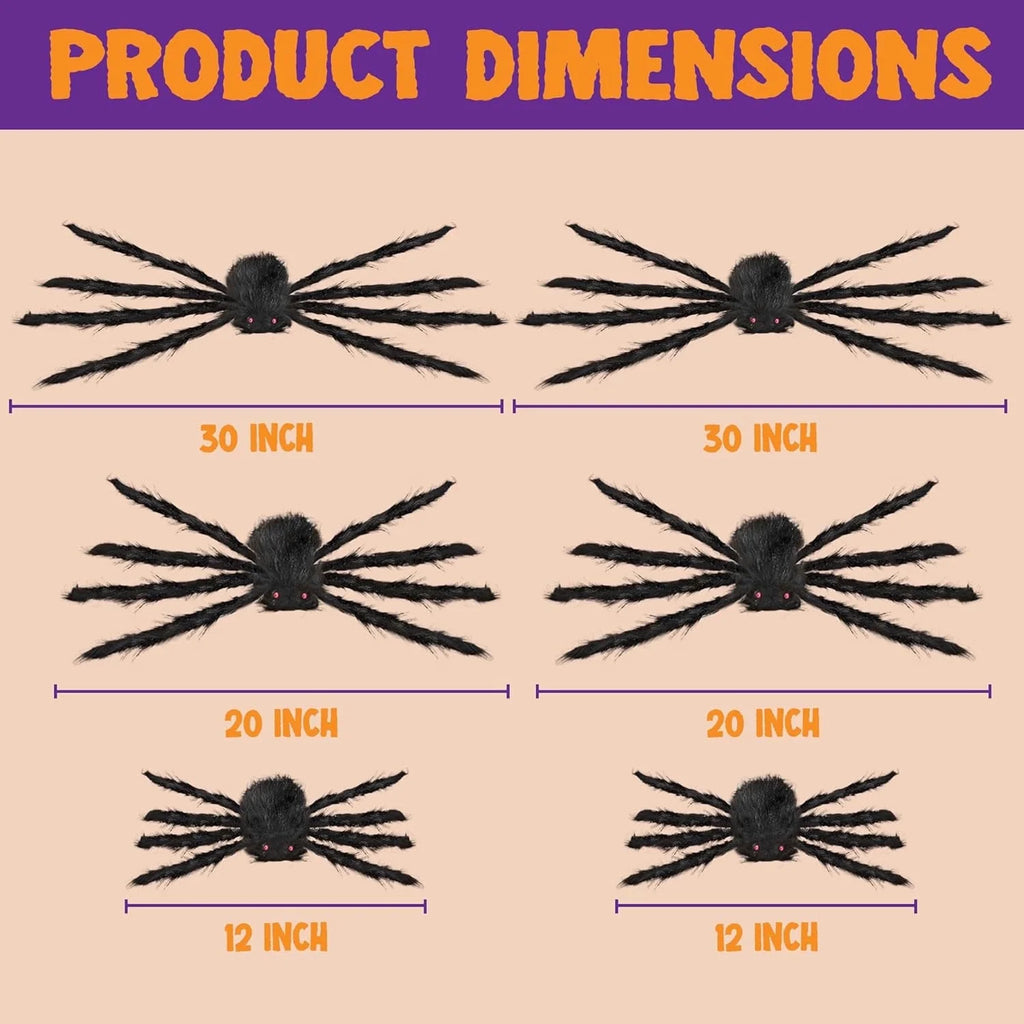 6 Pack Giant Spider Halloween Decorations,Scary Spider Halloween Decorations Outdoor Party Decorations Props Halloween Yard Decorations,Black