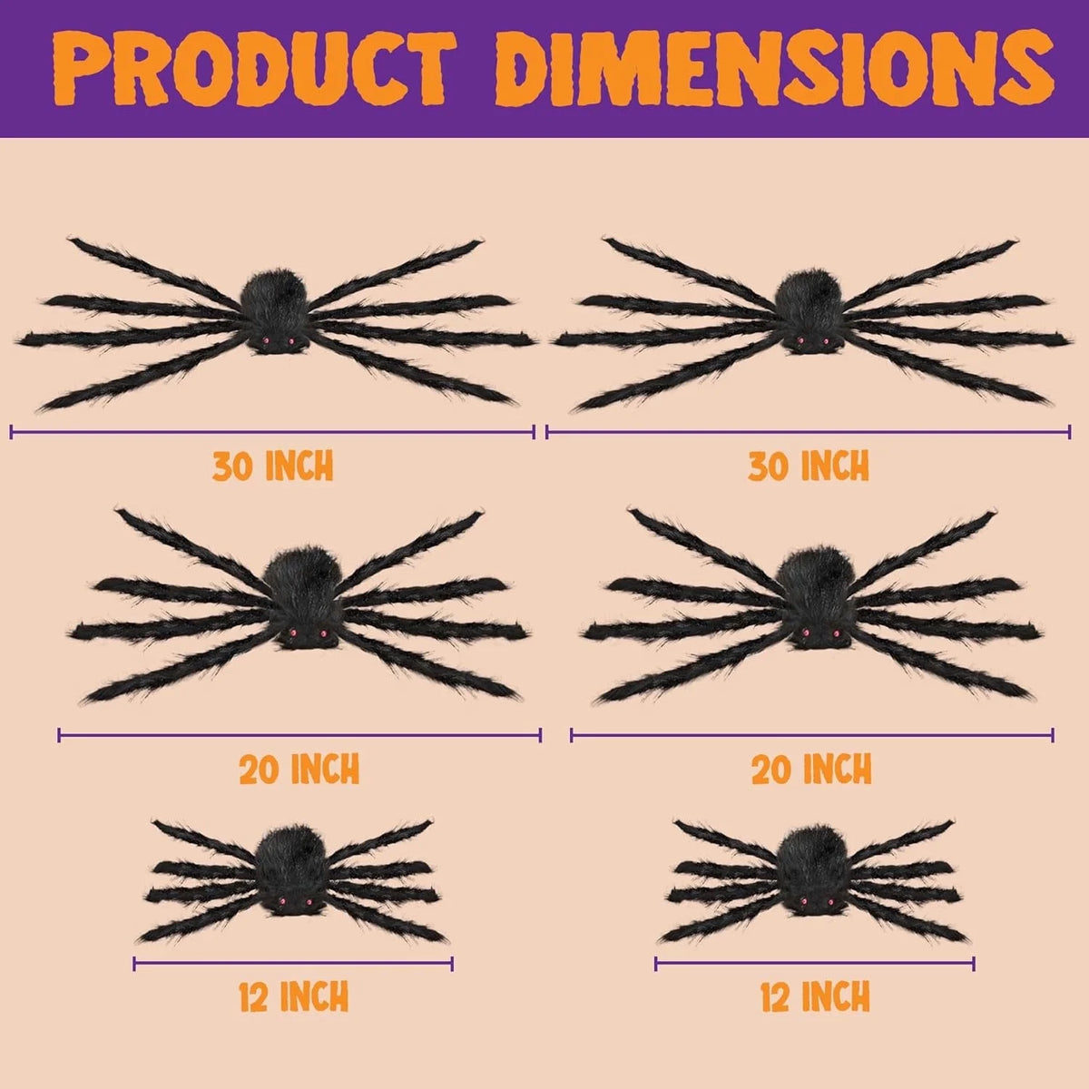 6 Pack Giant Spider Halloween Decorations,Scary Spider Halloween Decorations Outdoor Party Decorations Props Halloween Yard Decorations,Black