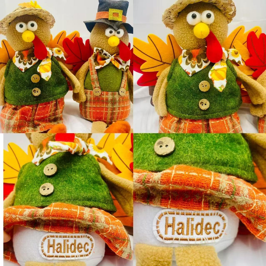 Stuffed Turkey Thanksgiving Table Decor Turkey Couple Doll Thanksgiving Decorations Outdoor Handmade Tabletop Fall Decor Kit for Home
