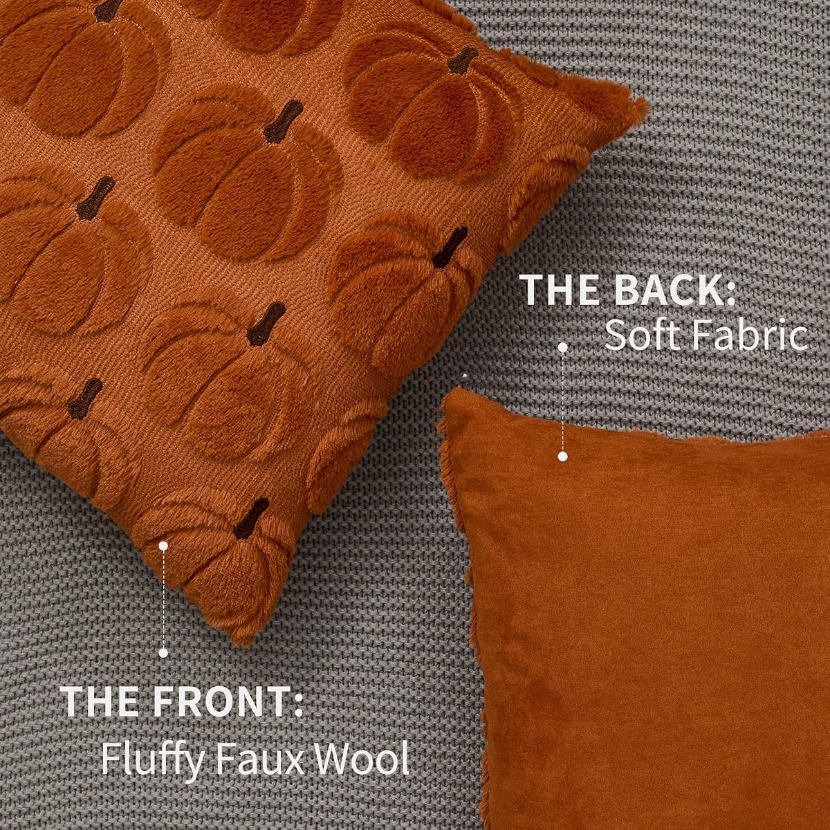 Rust Brown Pumpkin Pillow Covers, 18×18, Set of 2 – view 5