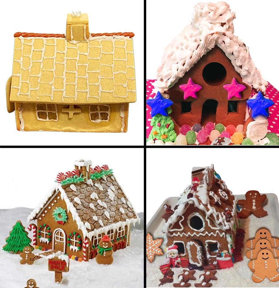 Gingerbread House Cookie Cutter Set - 3D Christmas Cookie Cutters - 10Pcs Gingerbread House Kit for Christmas, Halloween, Holiday, Winter (Gift Package)