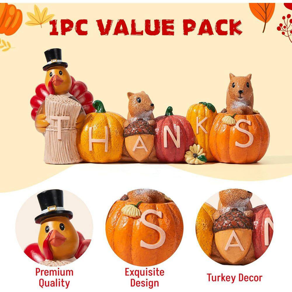 Thanksgiving Pumpkin Turkey Figurine Tabletop