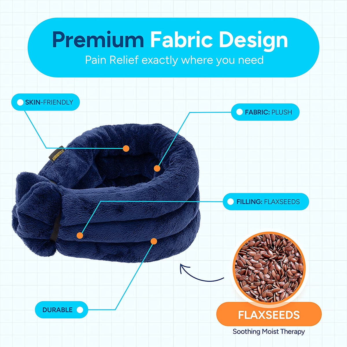 Weighted Microwave Heating Pad, 26X6 Inches, Moist Hot/Cold Neck and Shoulder Wrap with Plush Cover, Blue