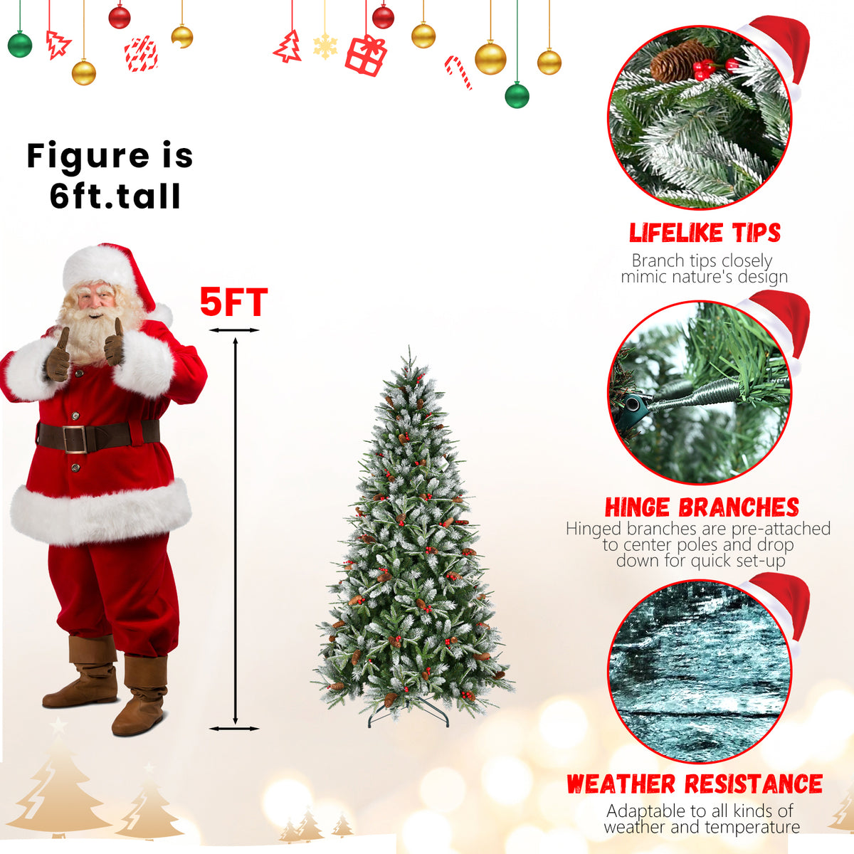 Artificial Christmas Tree with Berries & Pine Cones