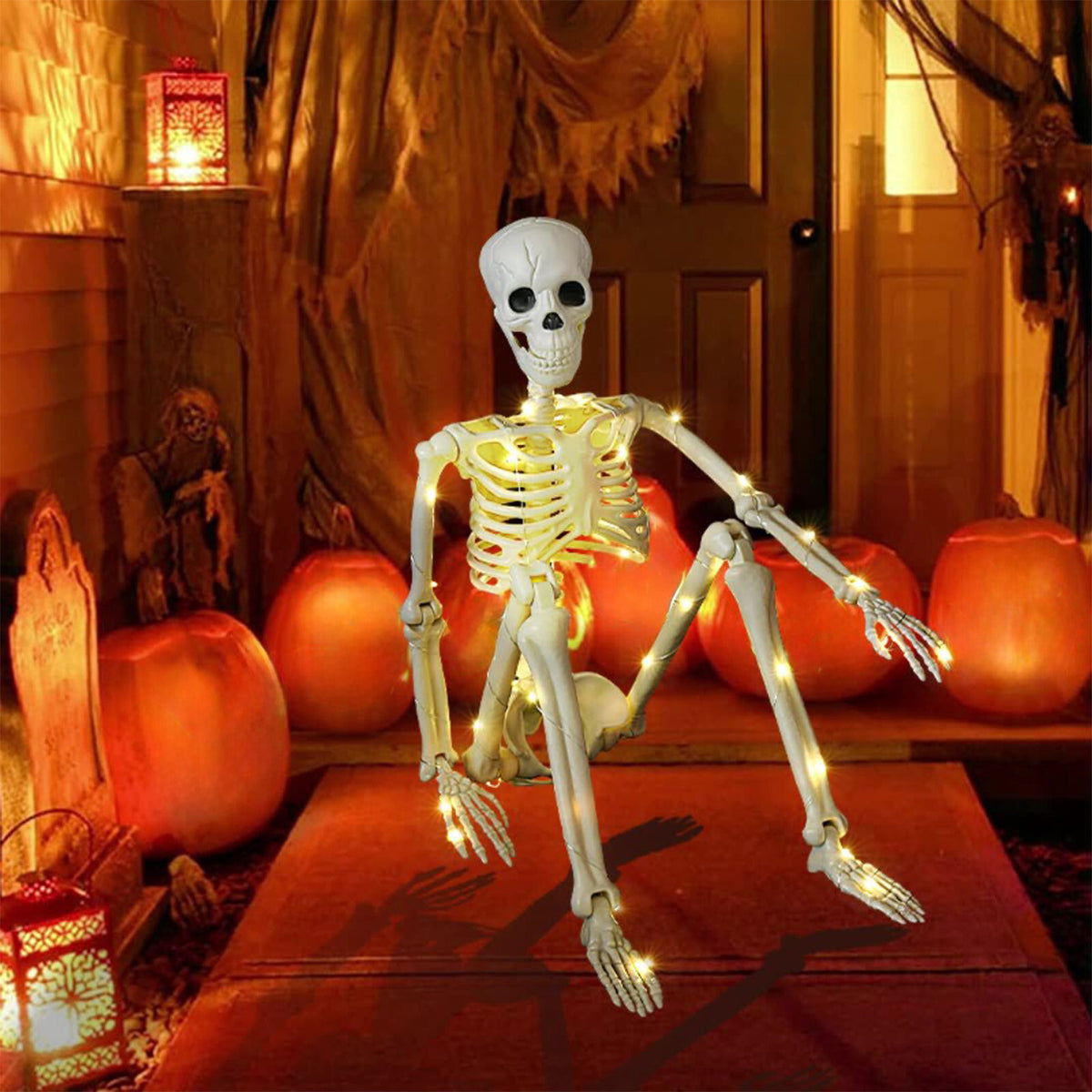 Amlbb Halloween Decorations Outdoor Halloween Dark Terror Skeleton Decoration Props Set up Ghost House Halloween Decor on Clearance