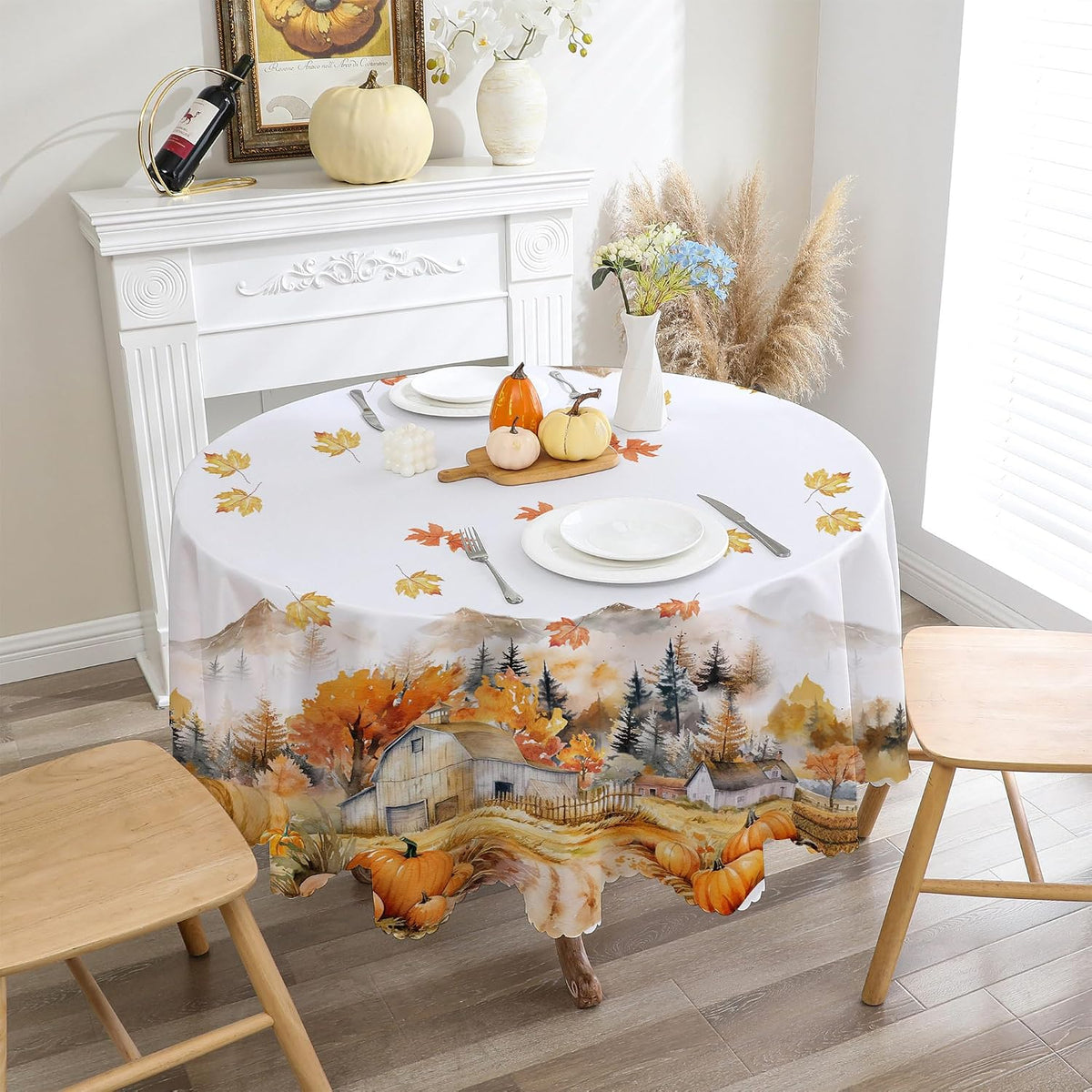 Harvest Farm Round Fall Tablecloth, 70" – view 5