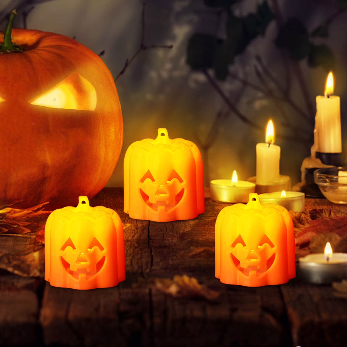 Halloween Pumpkin Lights, Halloween LED Candle Light Halloween Decoration Pum-Pkin Lantern Pumpkin Decorations, Halloween Gifts