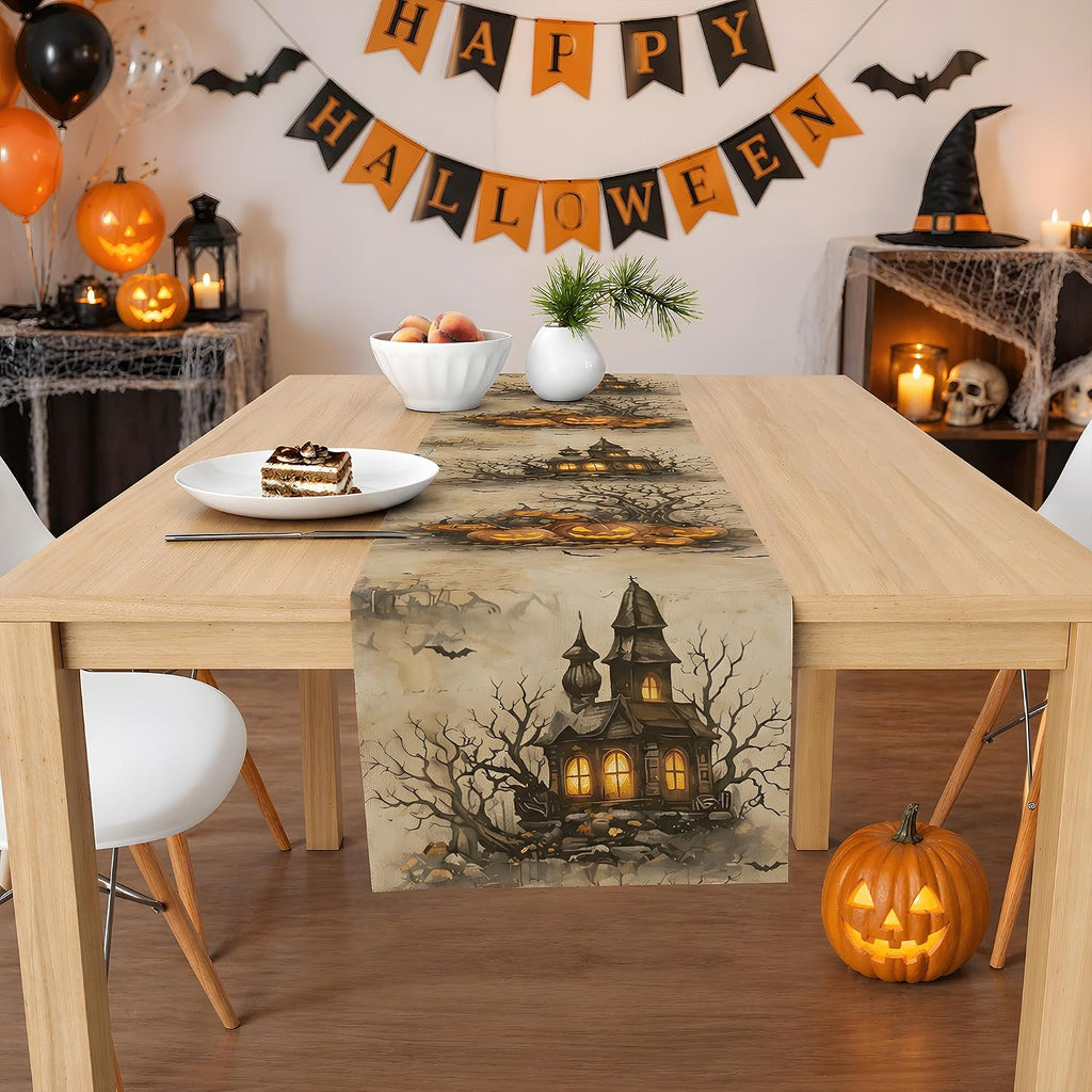 Halloween Party Decorations - Pumpkin Castle Table Runner