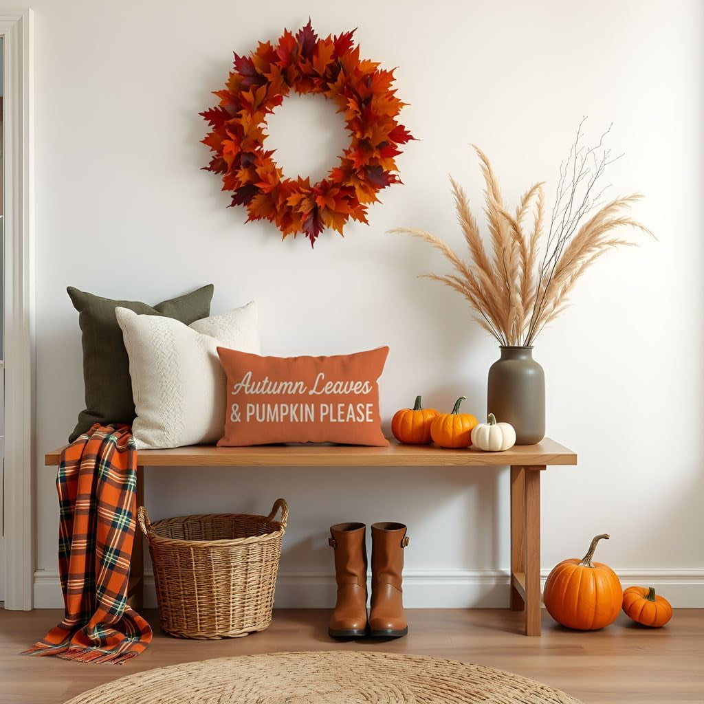 Pumpkin Orange Fall Pillow Cover, 12×20 – view 4