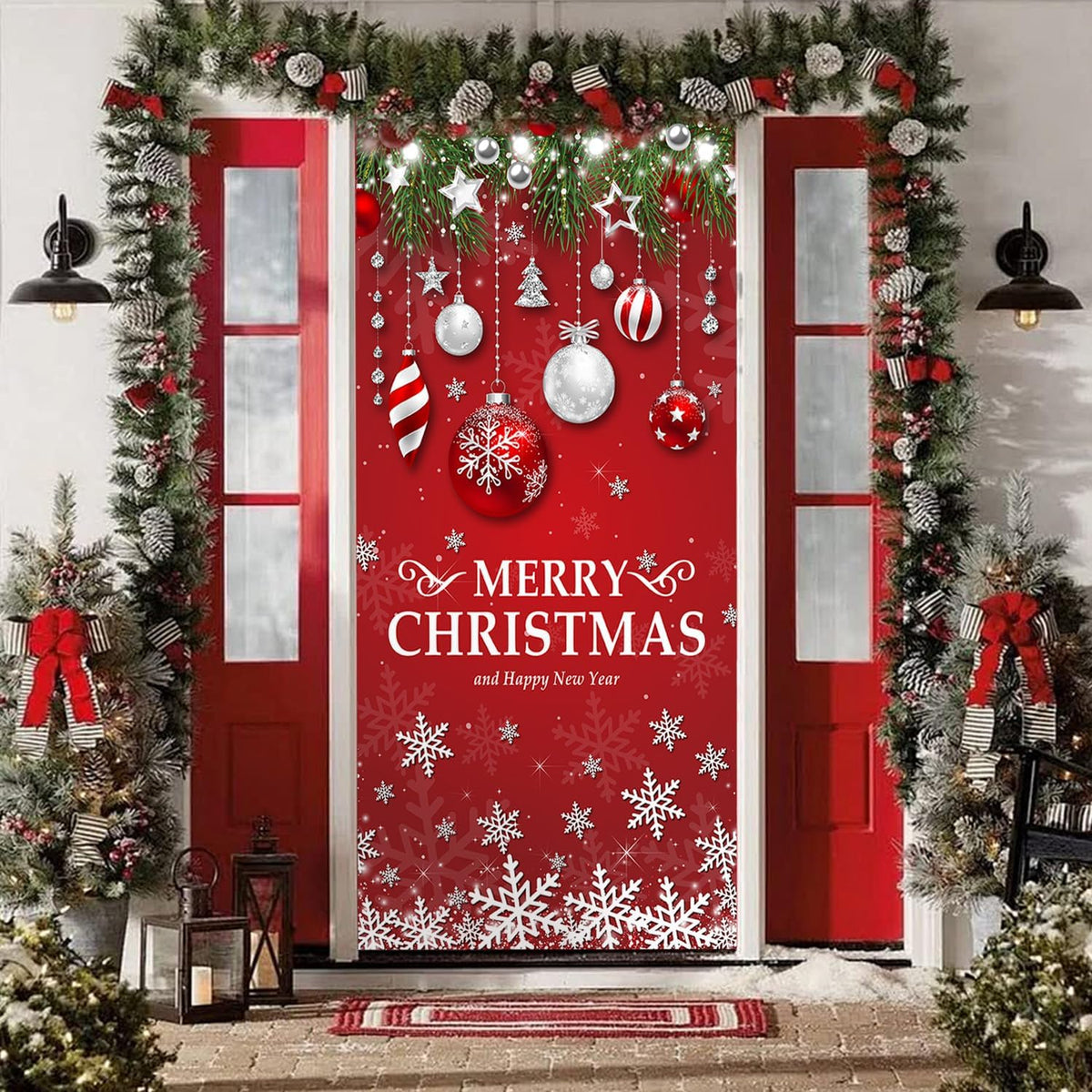 Retro Merry Christmas Door Cover, 71×35" – view 5