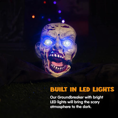 Halloween Groundbreaker Animated Halloween Decorations Zombie with Creepy Sound and Flashing Eyes,Outdoor Scary Halloween Yard Decorations,Haunted House Decorations