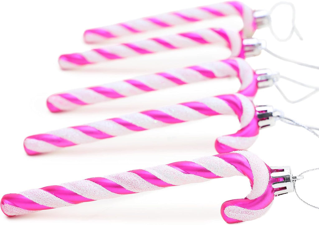 Glitter Candy Cane Ornaments, Hot Pink, Pack of 6 – view 3