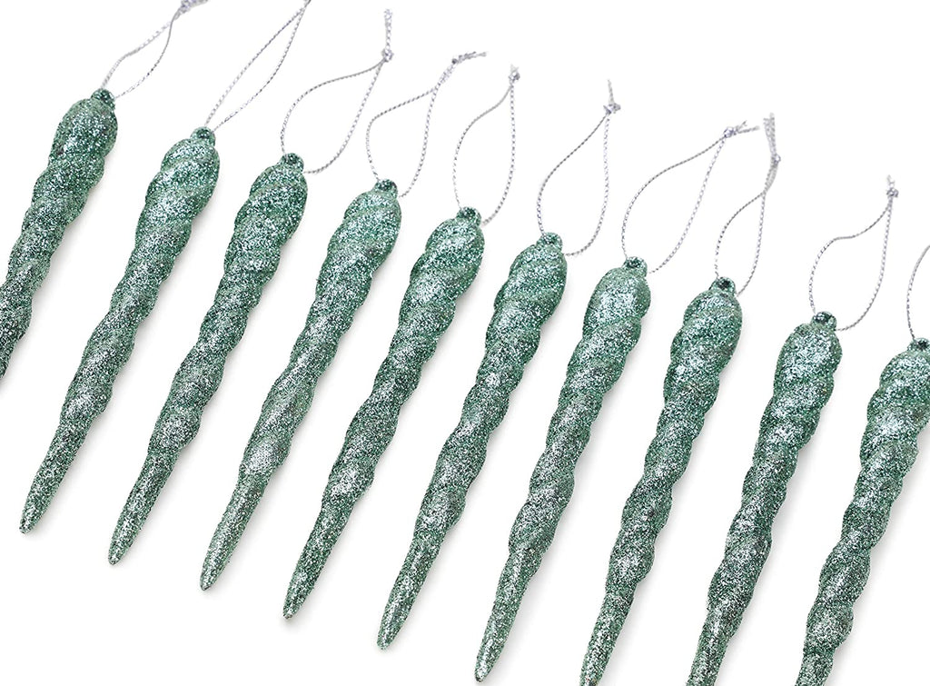 Glitter Icicle Ornaments, Mint Green, Pack of 20 – view 3