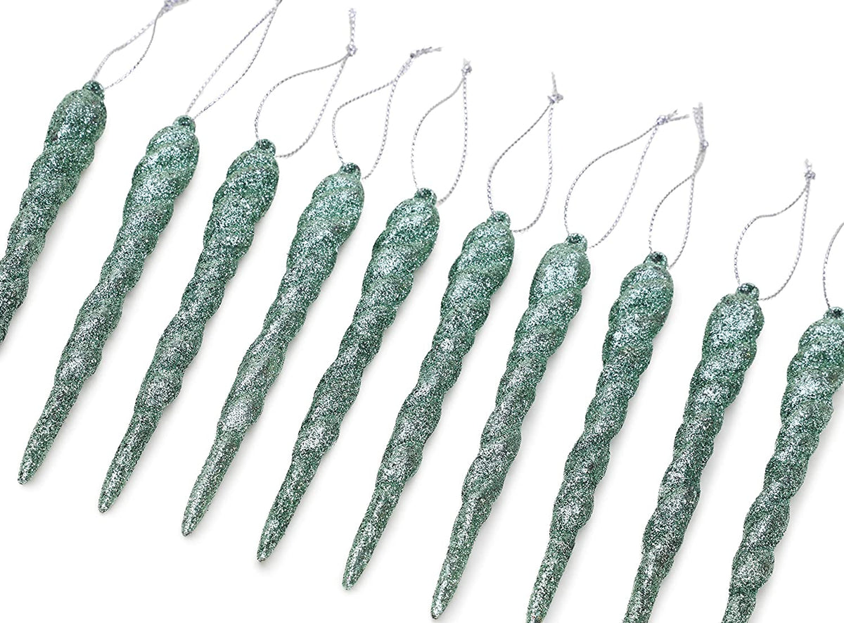 Glitter Icicle Ornaments, Mint Green, Pack of 20 – view 3