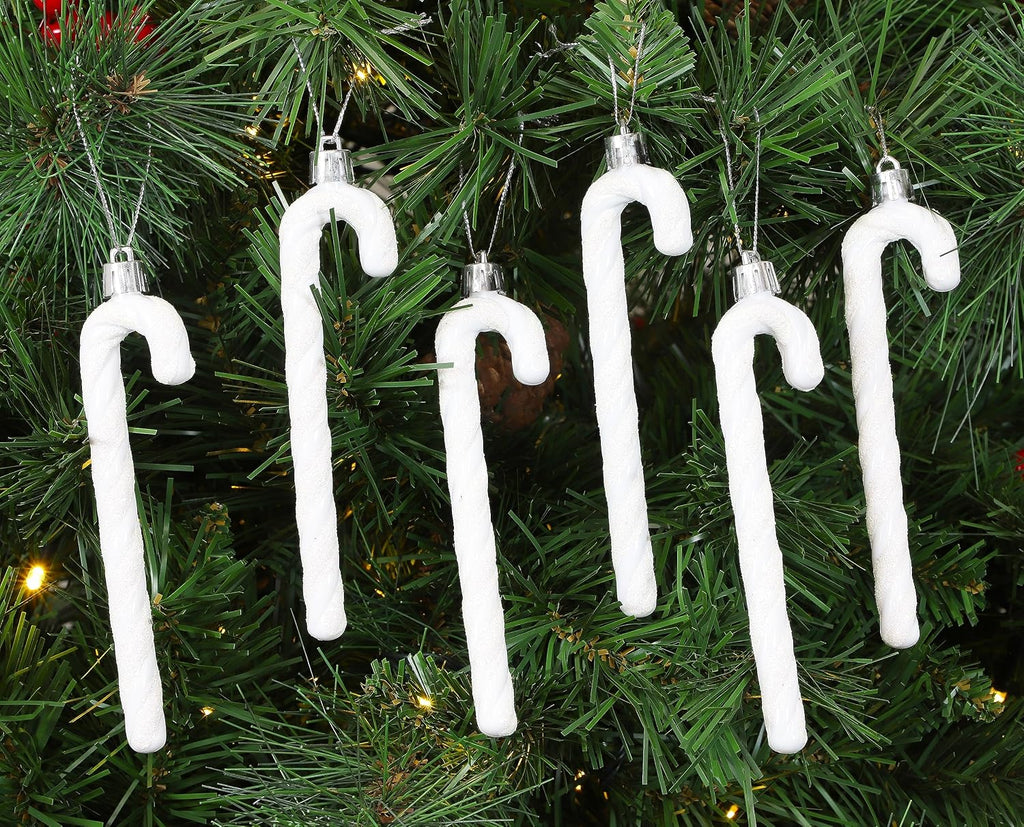 Glitter Candy Cane Ornaments, White, Pack of 6 – view 2