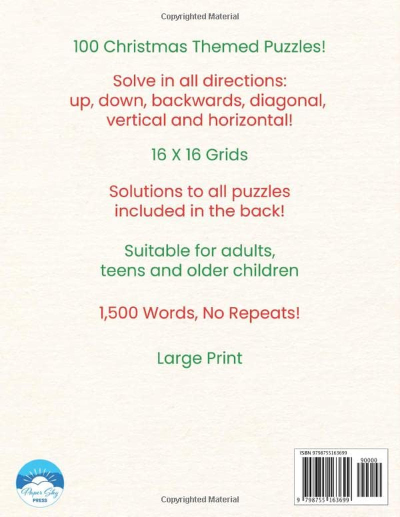 Christmas Word Search Large Print: Christmas Themed Word Find Puzzle Book for Adults and Teens