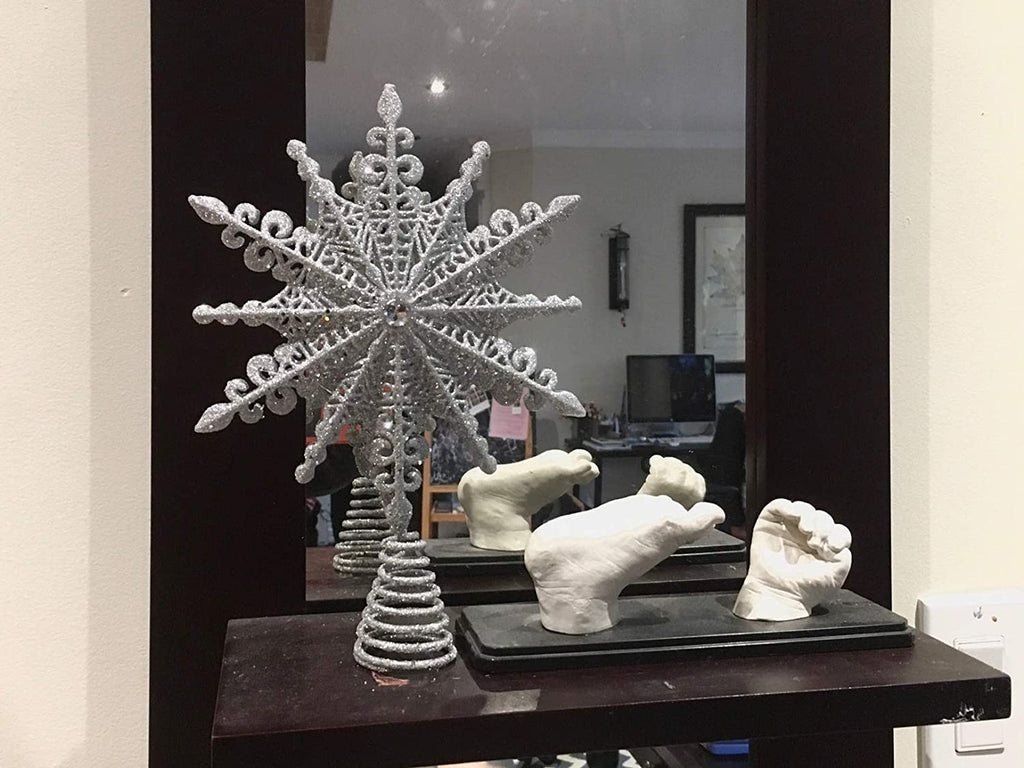 Silver Glittered Filigree Star Tree Topper, 8" – view 3