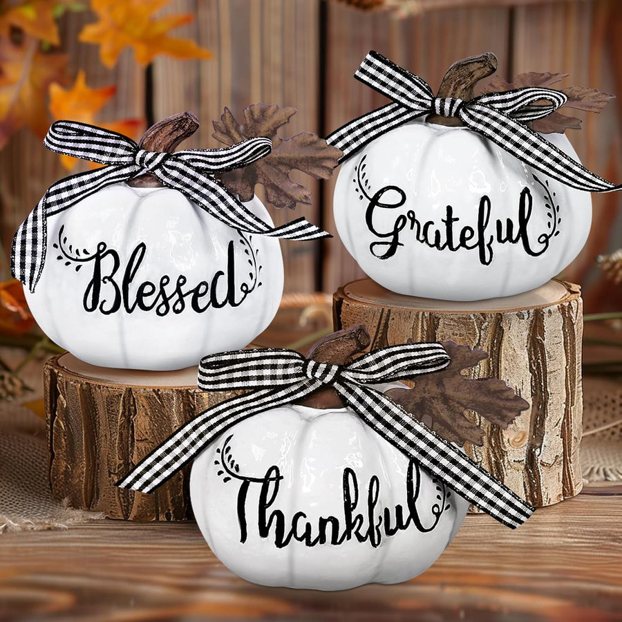 White Resin Pumpkin Trio