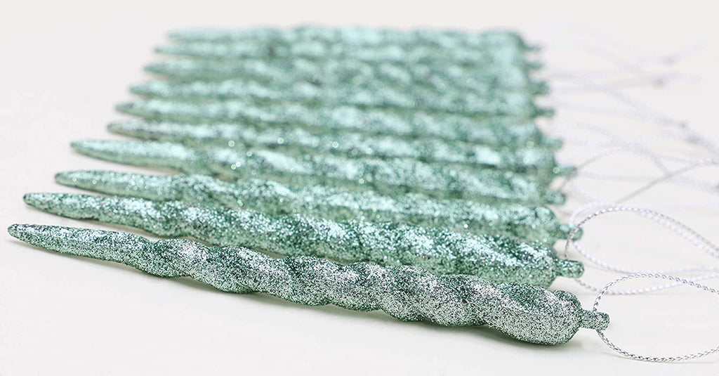 Glitter Icicle Ornaments, Mint Green, Pack of 20 – view 4