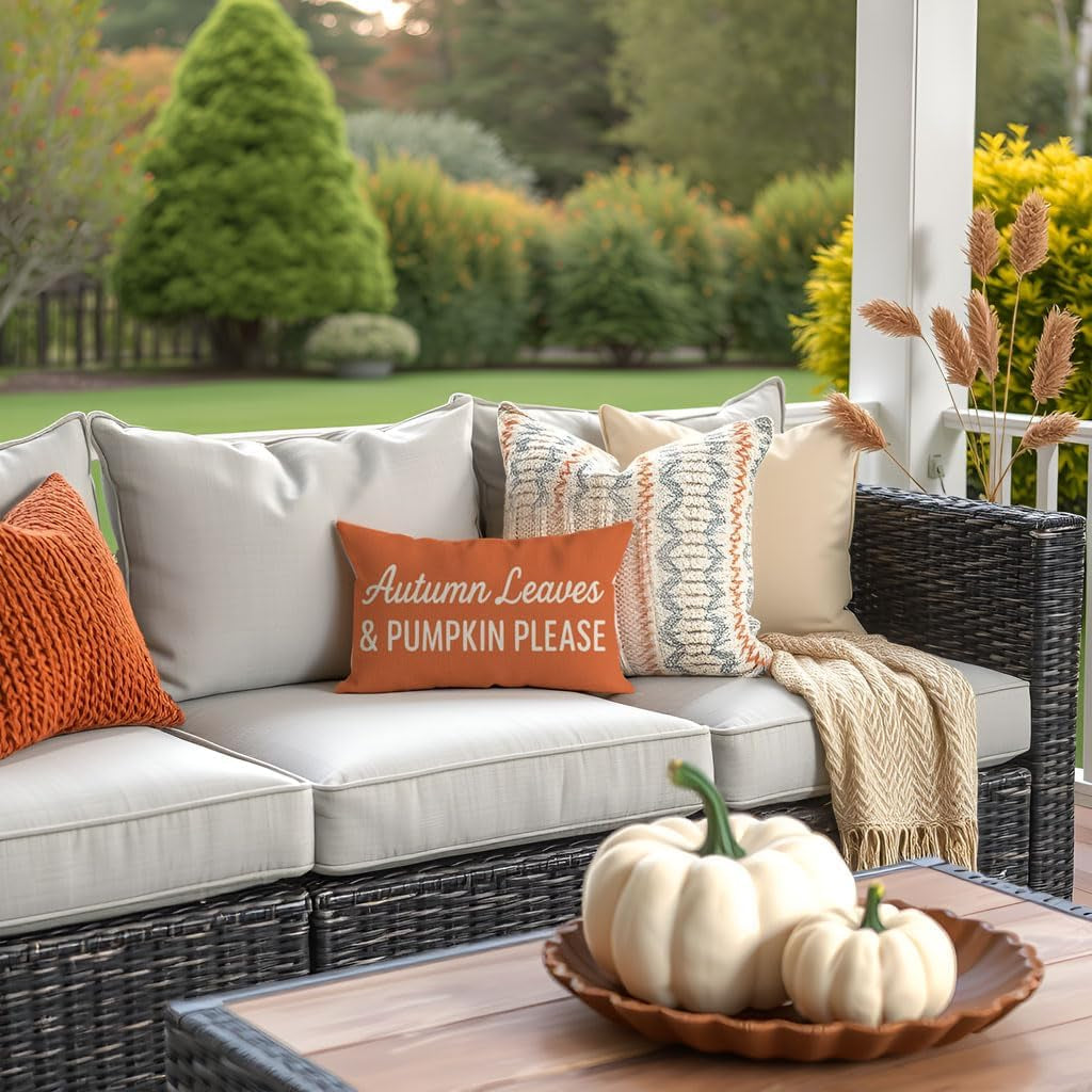 Pumpkin Orange Fall Pillow Cover, 12×20 – view 3