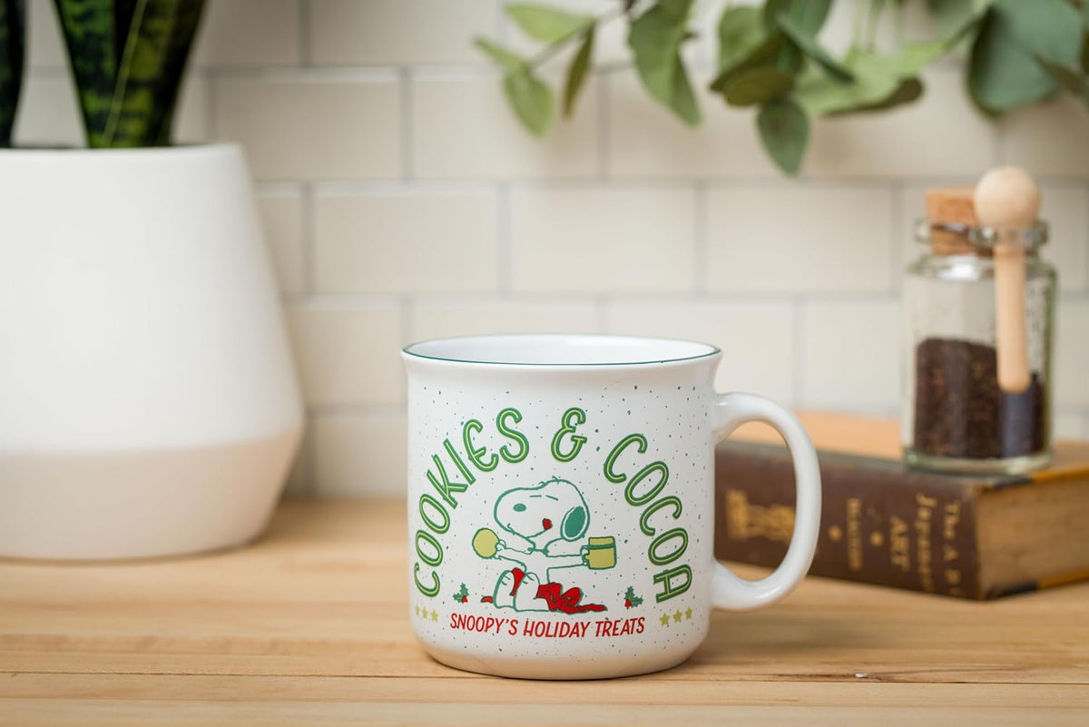 Peanuts Christmas Snoopy Cookies, Ceramic Camper Mug, 20Oz