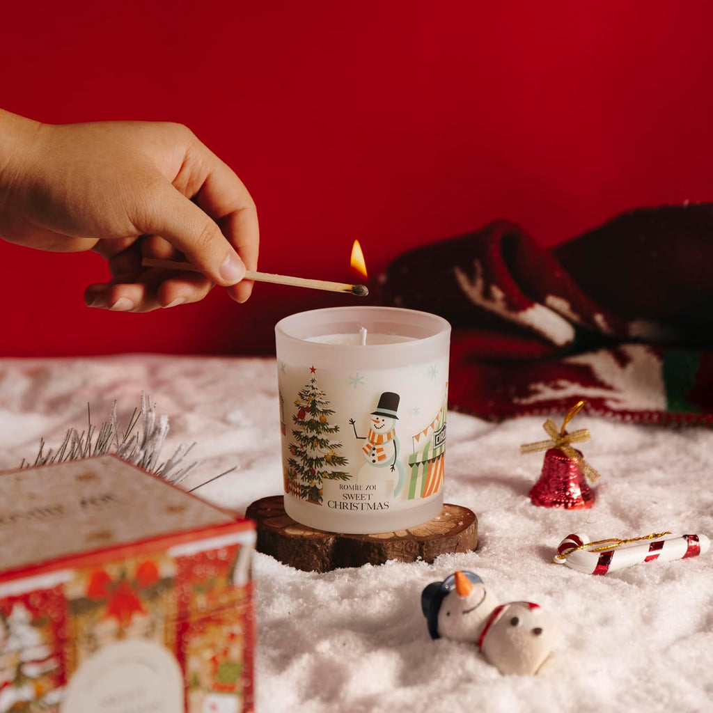 Christmas Scented Jar Candle - 6Oz Soy Wax Candle - Sweet Christmas Infused with Sweet Pine Aroma - Keepsake Box Special for Holiday Gifts