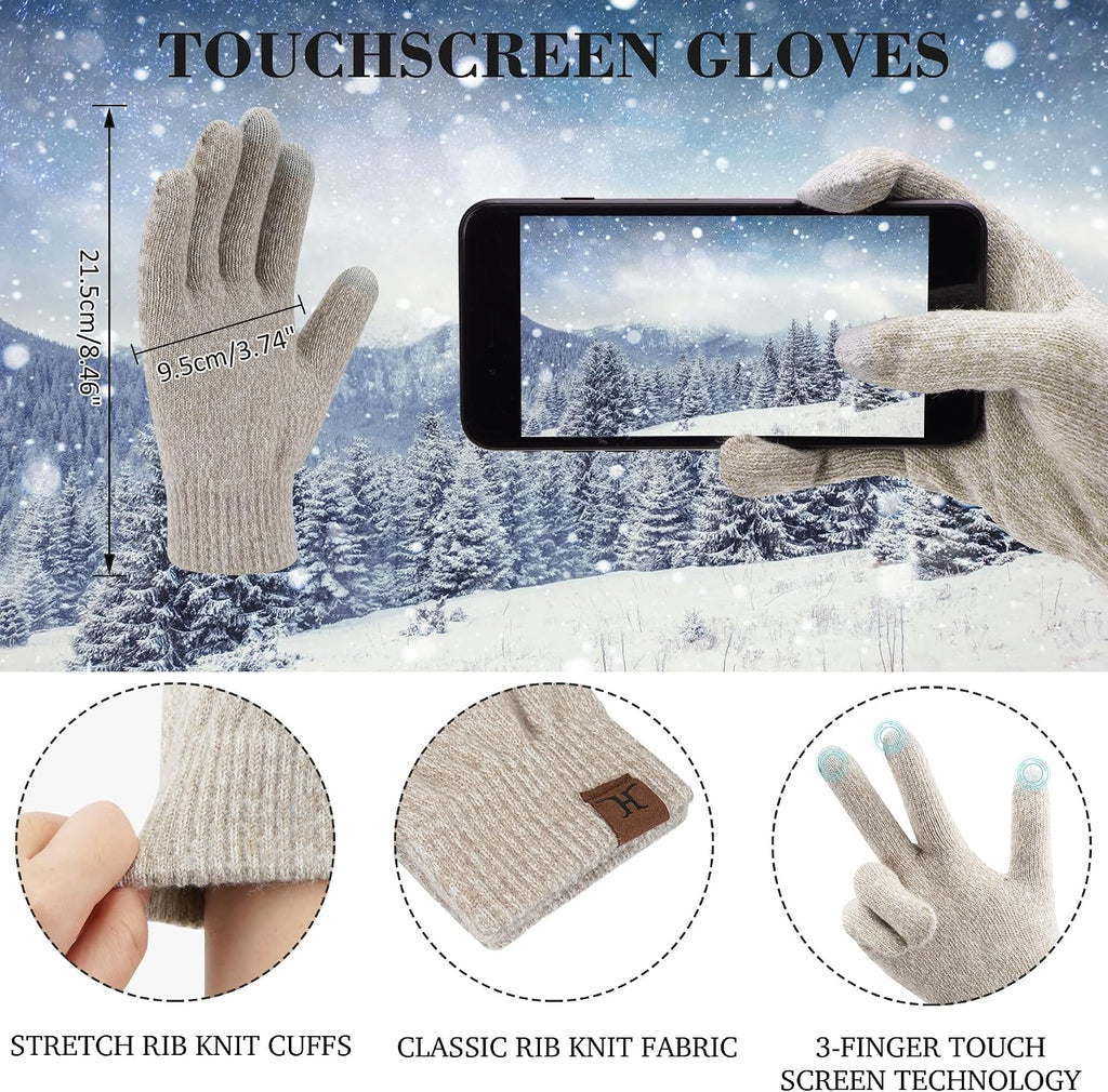Womens Warm Beanie Winter Hat Touchscreen Gloves Set Gifts for Women
