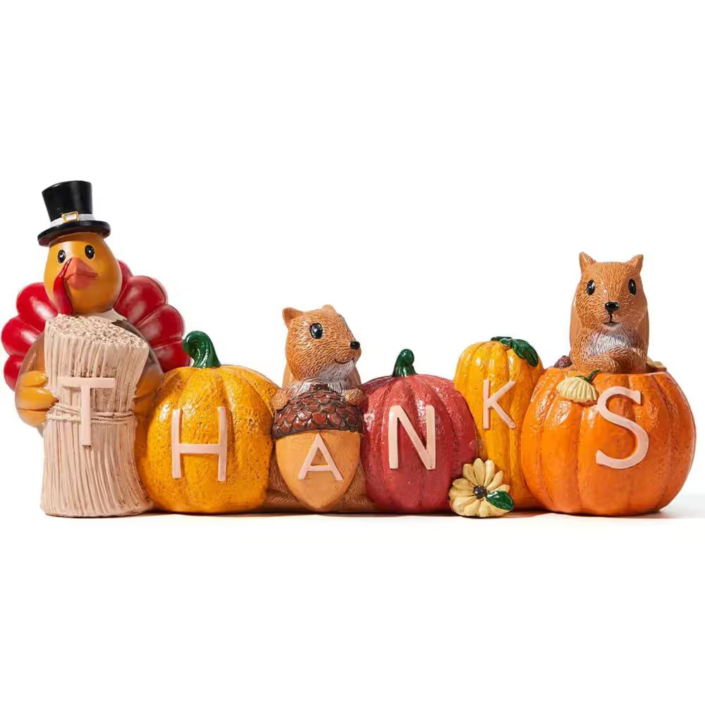 Thanksgiving Pumpkin Turkey Figurine Tabletop