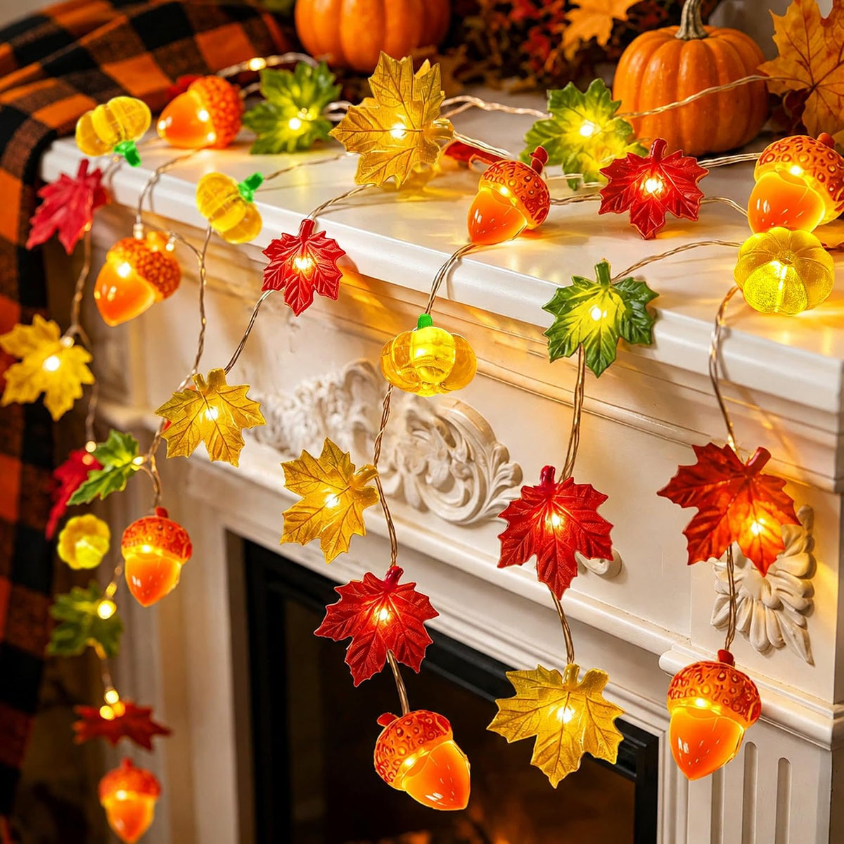 3D Pumpkin & Acorn String Lights, 6.5 ft – view 6