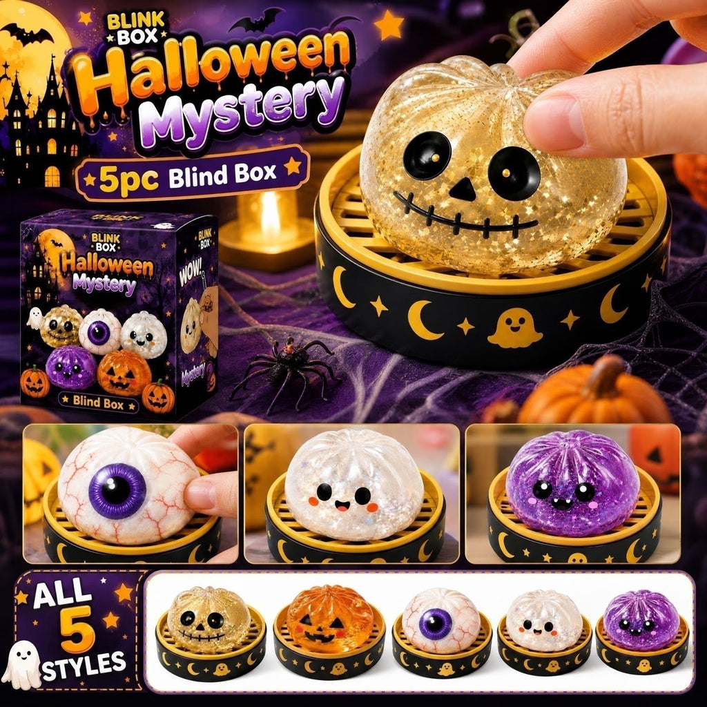Mystery Halloween Ghost Dumpling Squishy,Colorful Cute Bao Dumplings Squeeze Balls Stress Relief Sensory for Holiday