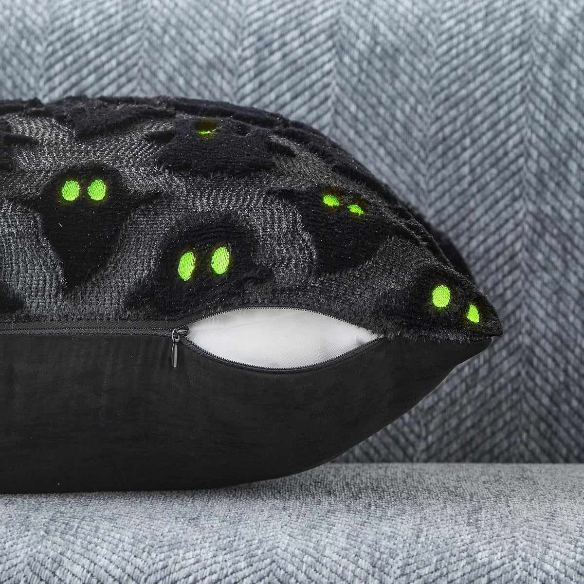 Halloween Pillow Covers 18X18 Inch 2Pcs Black Ghost Halloween Decor