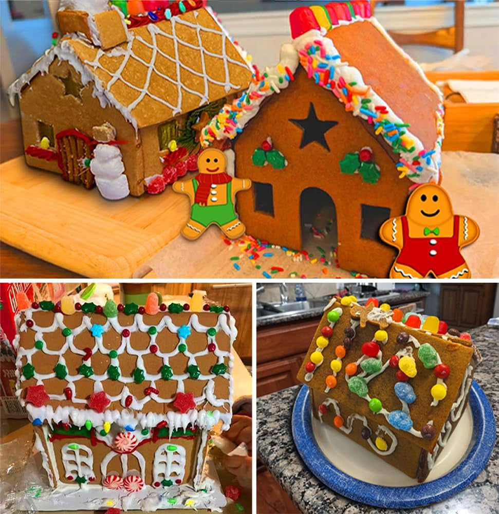 Gingerbread House Cookie Cutter Set - 3D Christmas Cookie Cutters - 10Pcs Gingerbread House Kit for Christmas, Halloween, Holiday, Winter (Gift Package)