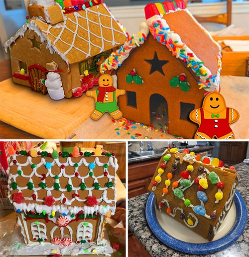 Gingerbread House Cookie Cutter Set - 3D Christmas Cookie Cutters - 10Pcs Gingerbread House Kit for Christmas, Halloween, Holiday, Winter (Gift Package)