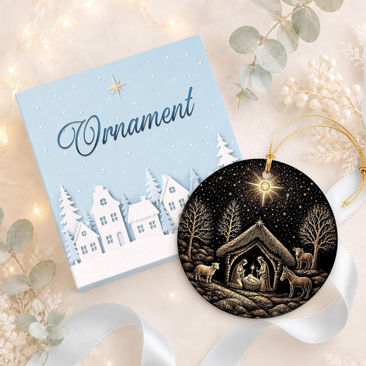 Nativity Scene Ceramic Ornament – view 4