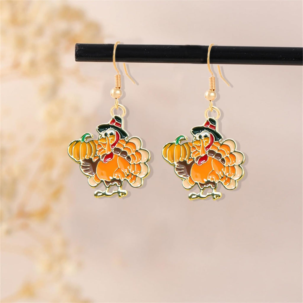 Thanksgiving Fall Earrings for Women Lightweight Autumn Maple Leaf Thanksgiving Earrings Cute Funny Pumpkin Turkey Earrings