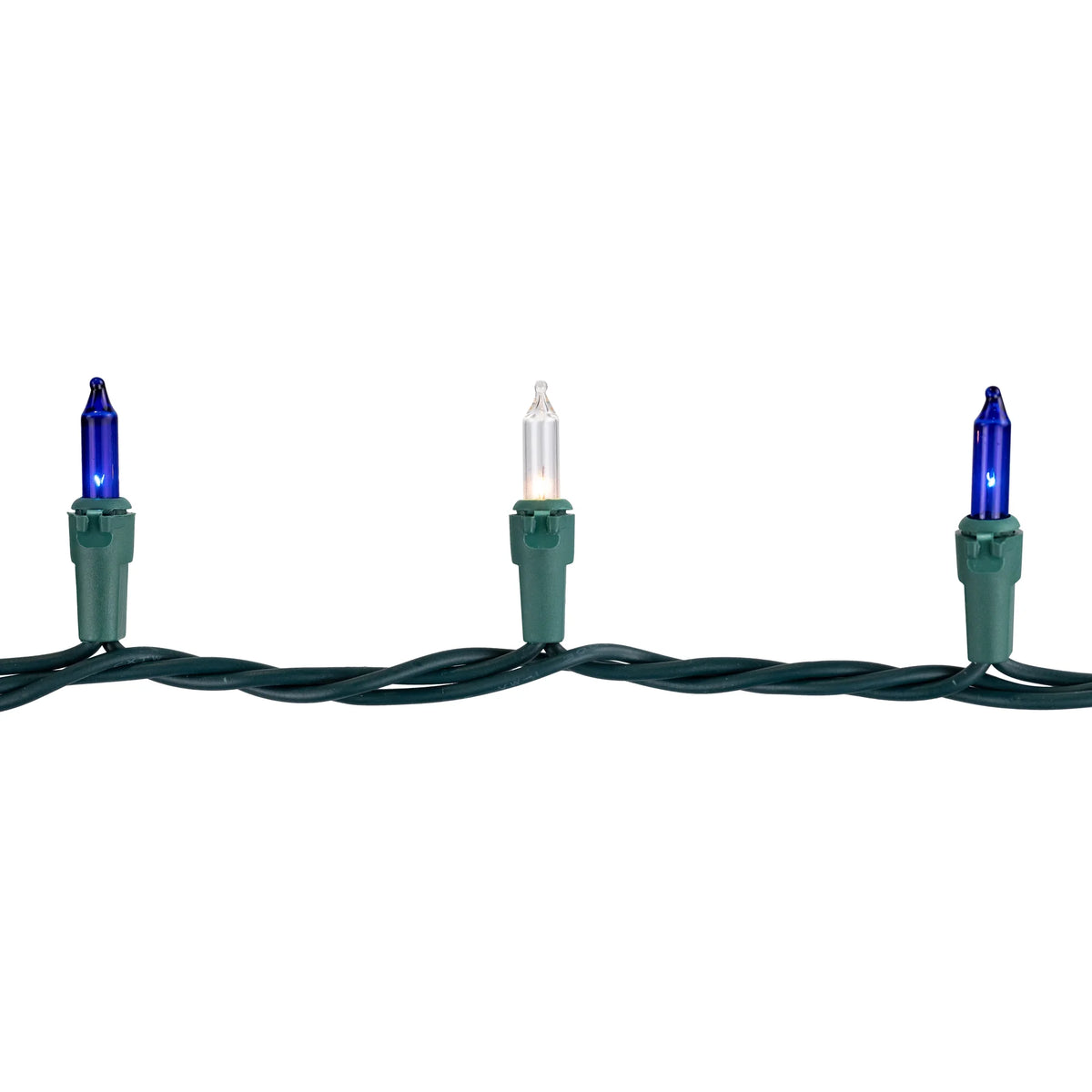 Mini Incandescent Christmas Lights, Blue & Clear, 100 Count, Green Wire – view 6