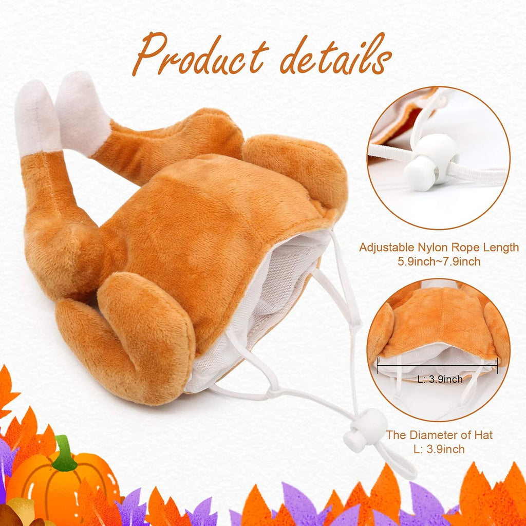 Thanksgiving Cat Costume 2 Pack - Pet Turkey Hat Thanksgiving Apparel for Cats and Small Dogs