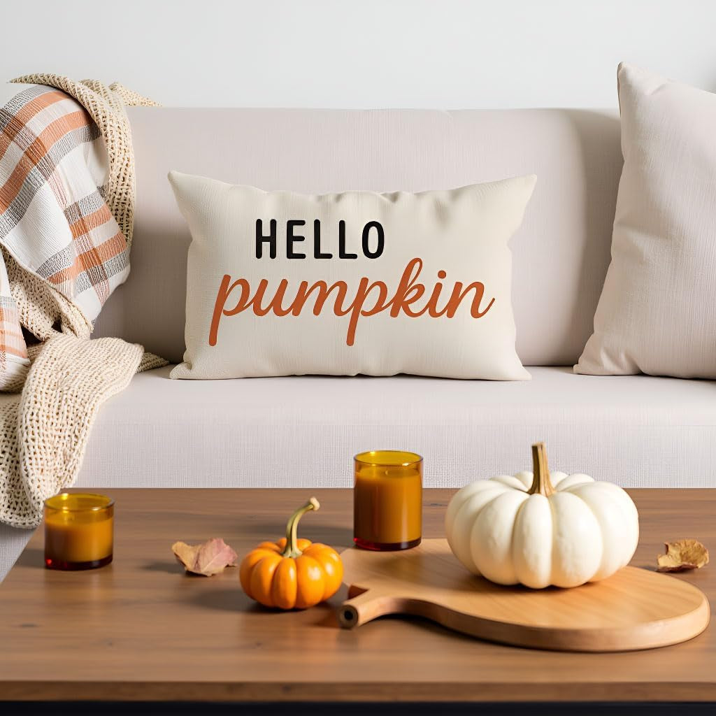 Cream & Orange Fall Pillow Cover, 12×20 – view 3