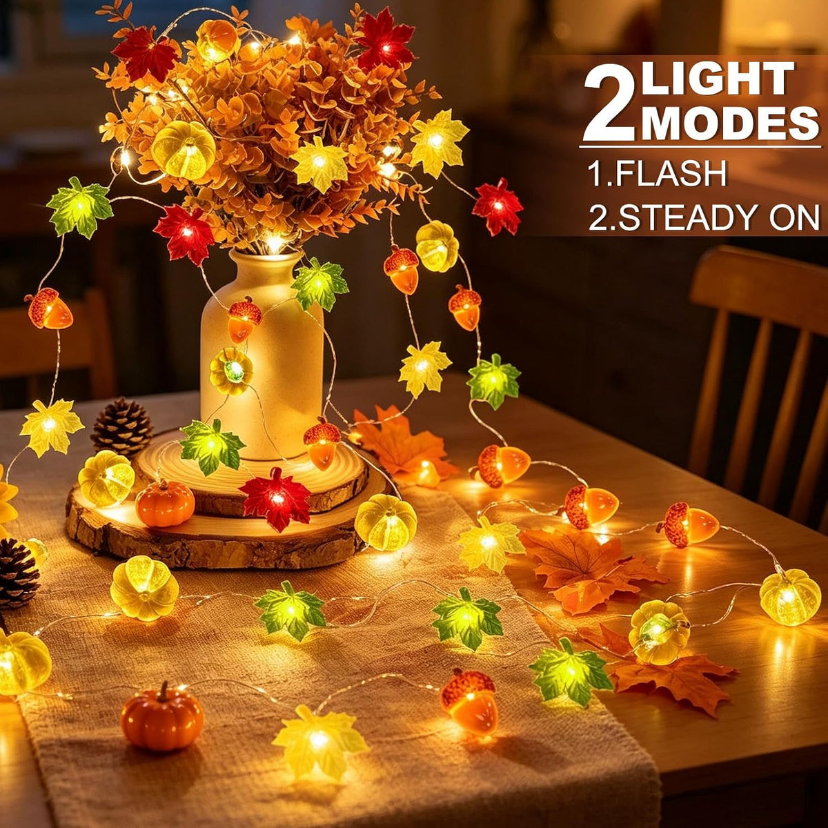 3D Pumpkin & Acorn String Lights, 6.5 ft – view 4