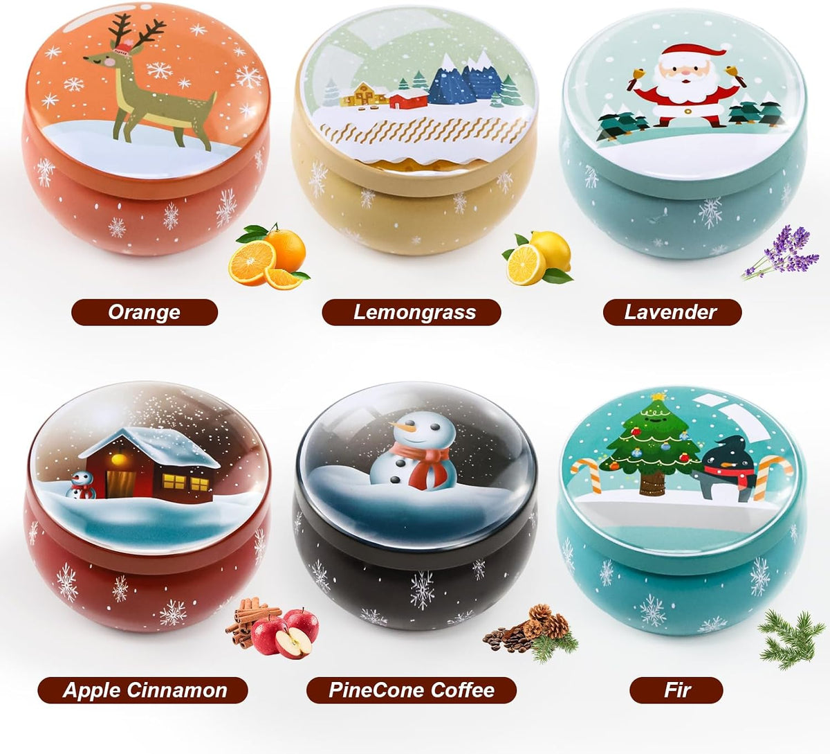 Christmas Scented Candle Gift 6 Pack, Christmas Candles for Home Scented, 100% Natural Soy Wax Long Lasting Jar Aromatherapy Candle Gifts for Mother'S Day