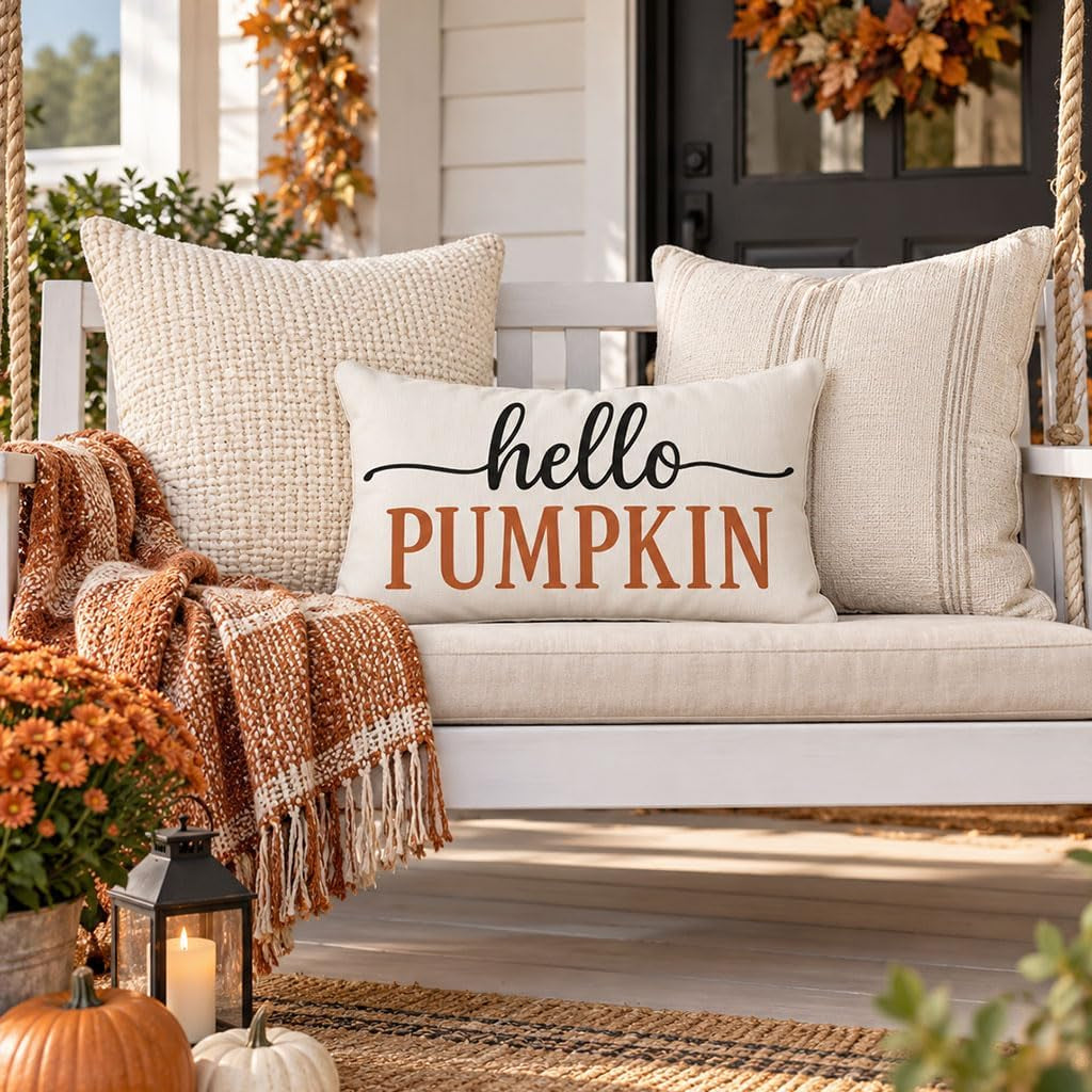 Cream Orange Fall Pillow Cover, 12×20 (Quote) – view 7